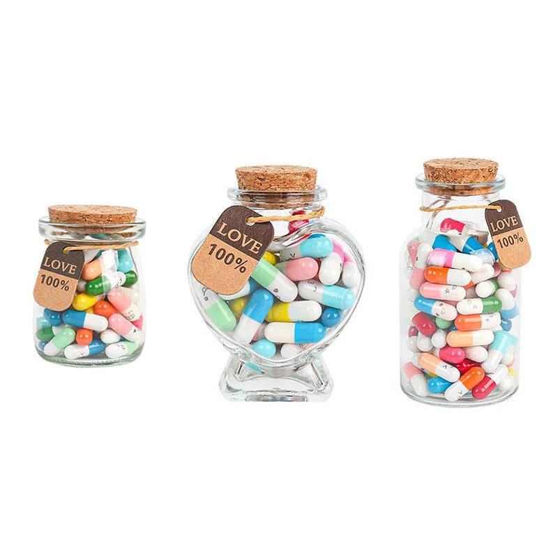 Lettres en capsules avec message dans la bouteille (couleurs mélangées 🎁)