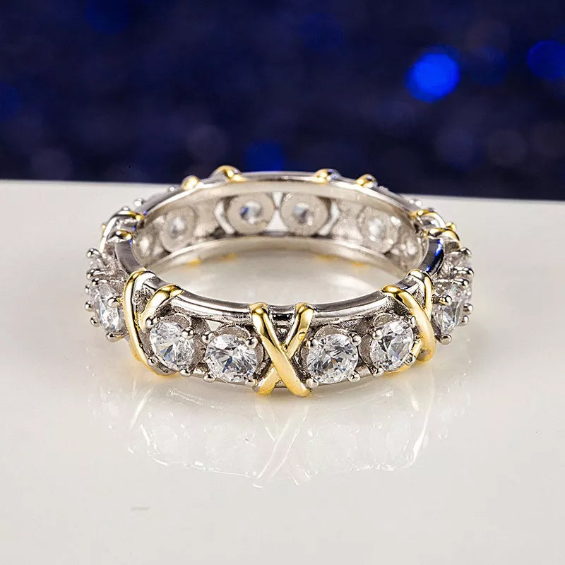 Bague croisée en diamant moissanite intégral