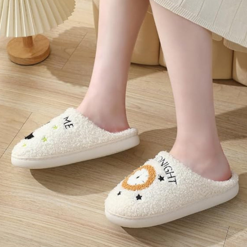 Chaussons en Peluche avec Imprimé de Dessin Animé