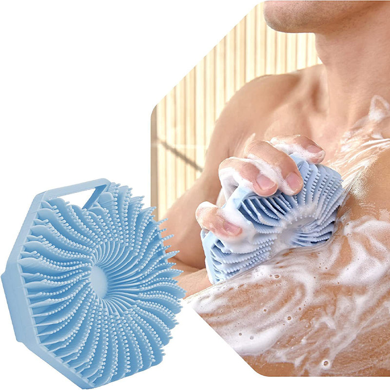 Brosse de massage pour le bain en silicone à long manche