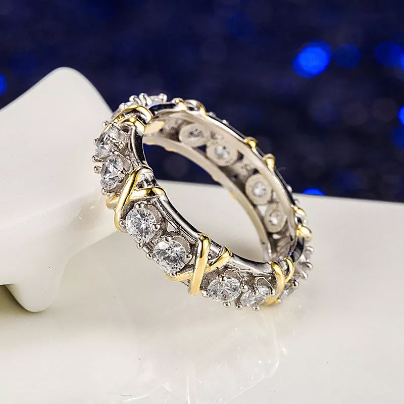 Bague croisée en diamant moissanite intégral