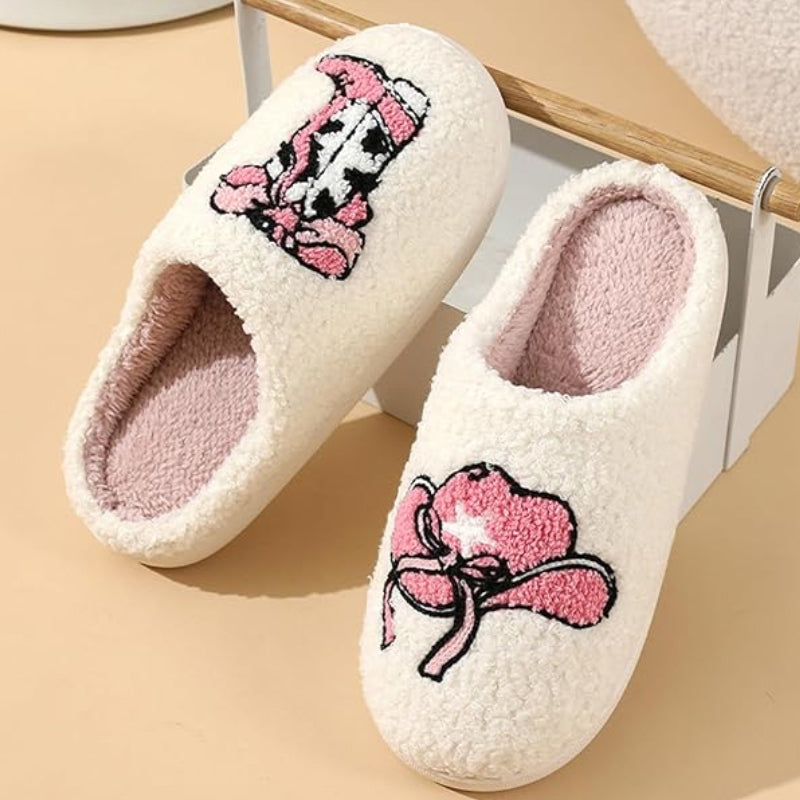 Chaussons en Peluche avec Imprimé de Dessin Animé