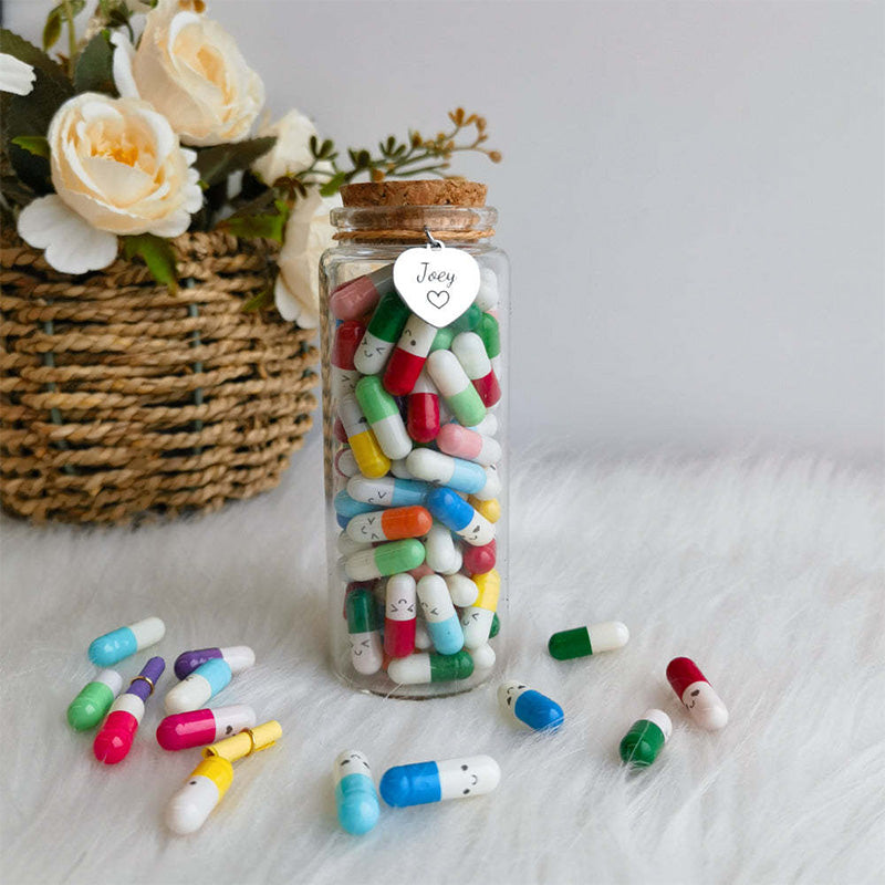 Lettres en capsules avec message dans la bouteille (couleurs mélangées 🎁)