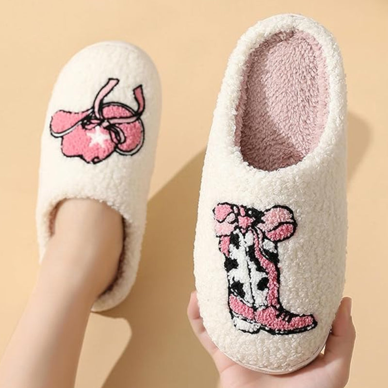 Chaussons en Peluche avec Imprimé de Dessin Animé