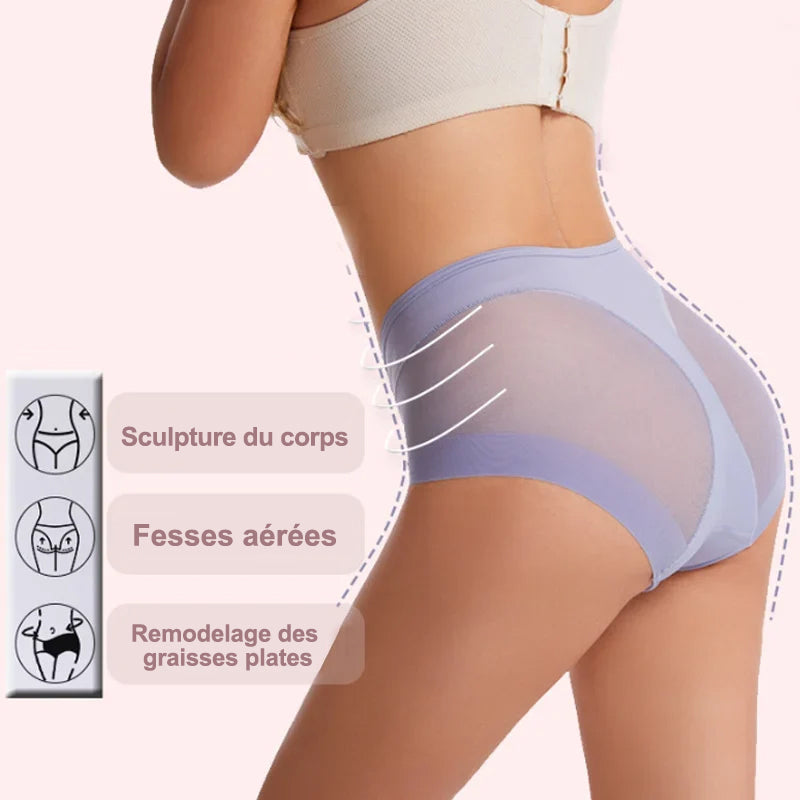 Slip gainant taille haute en soie glacée