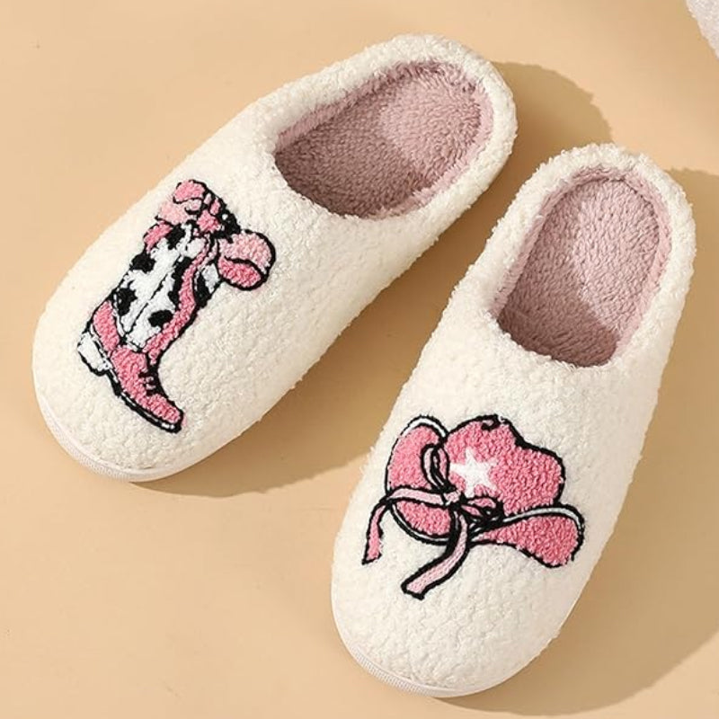 Chaussons en Peluche avec Imprimé de Dessin Animé