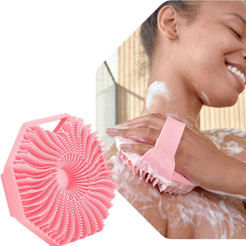 Brosse de massage pour le bain en silicone à long manche