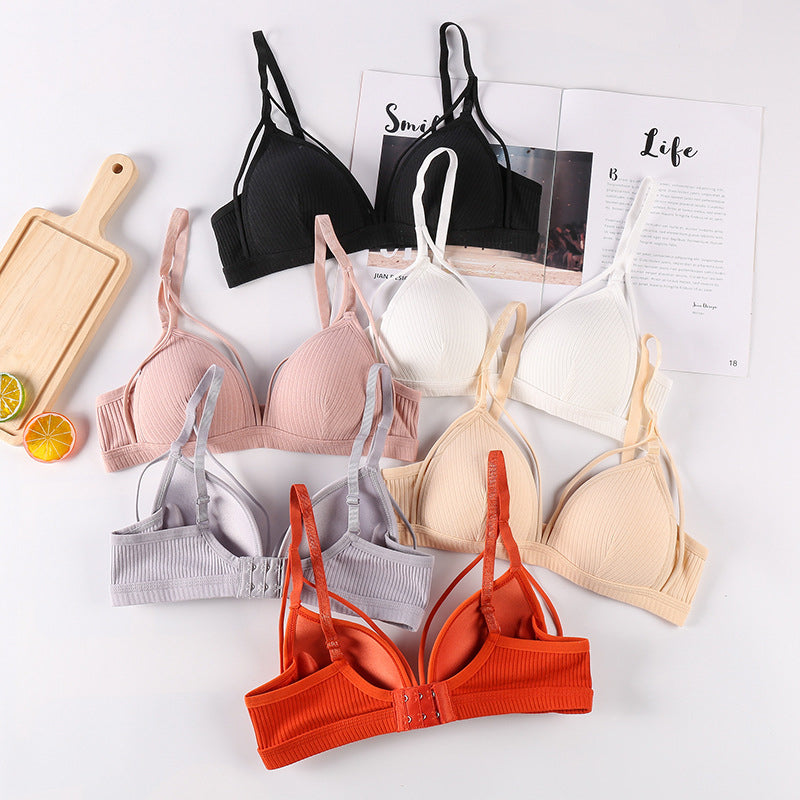 Soutien-gorge sans fil à découpes unies pour femmes