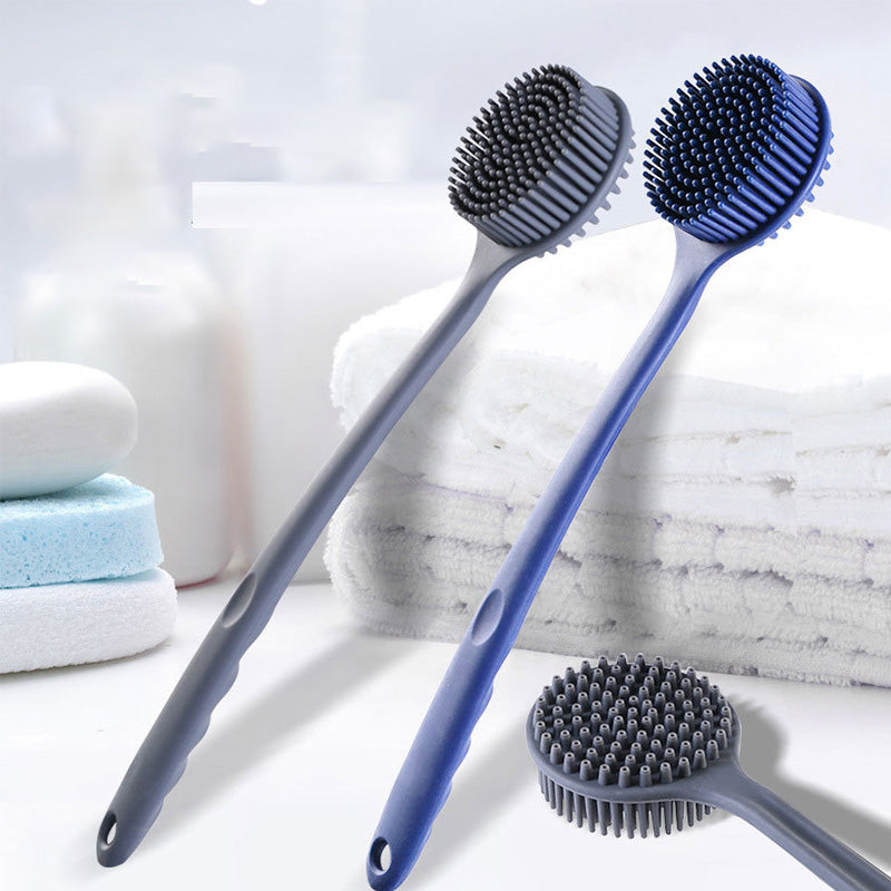 Brosse de massage pour le bain en silicone à long manche