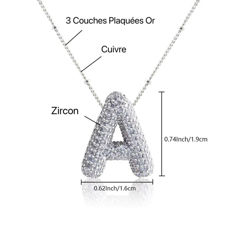 Collier Pendentif en Diamant avec Alphabet