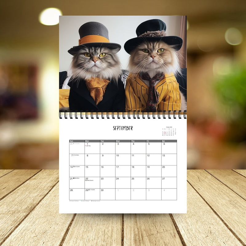 Calendrier/cadeau élégant pour chats 2025 pour les amoureux des chats