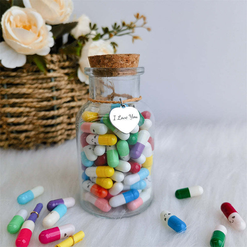 Lettres en capsules avec message dans la bouteille (couleurs mélangées 🎁)