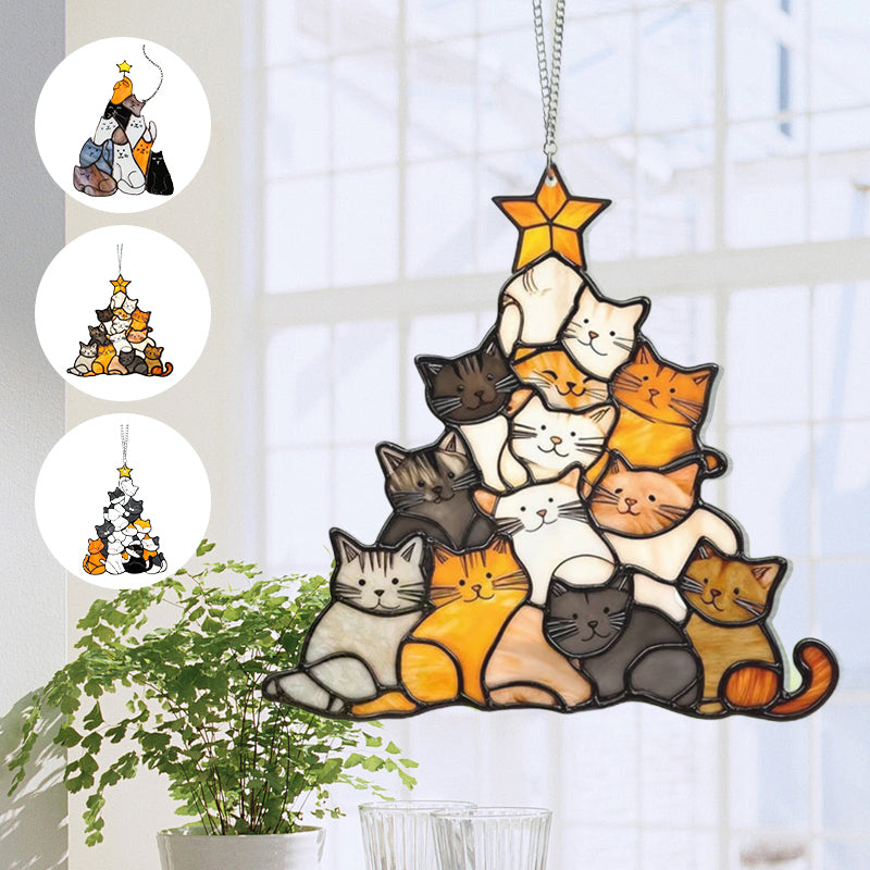 Ornement Capteur de Lumière en Forme de Chat pour Arbre de Noël