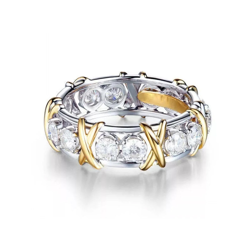 Bague croisée en diamant moissanite intégral