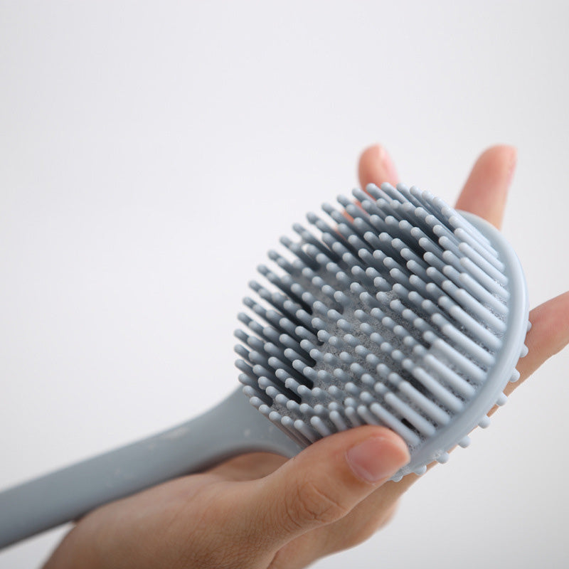 Brosse de massage pour le bain en silicone à long manche