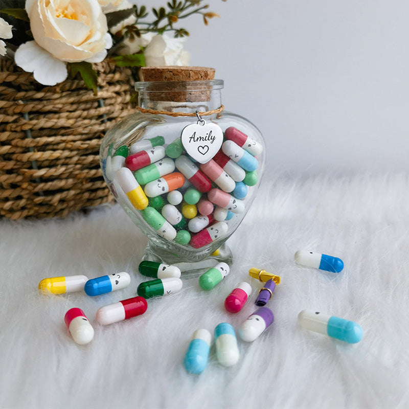 Lettres en capsules avec message dans la bouteille (couleurs mélangées 🎁)