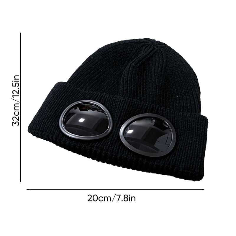 Bonnet unisexe à lentilles de lunettes de ski de couleur unie