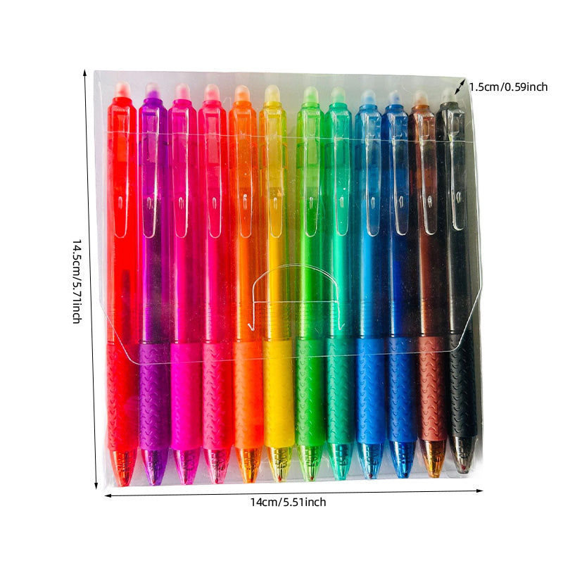 Stylos gel effaçables multicolores (12 pièces)