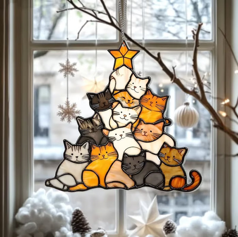 Ornement Capteur de Lumière en Forme de Chat pour Arbre de Noël