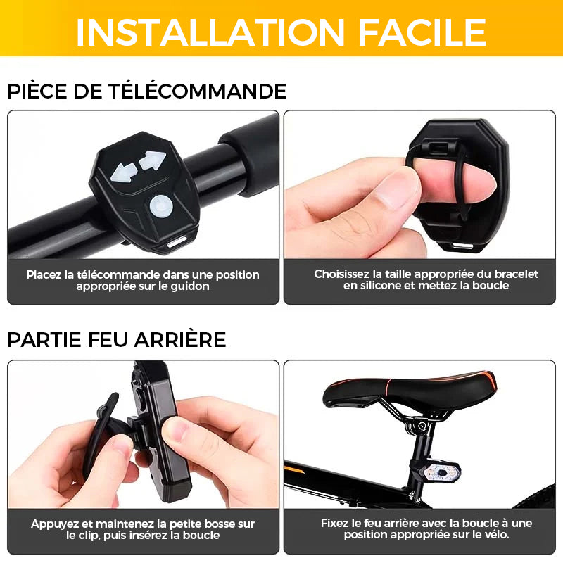 Feu arrière de vélo télécommandé sans fil à LED