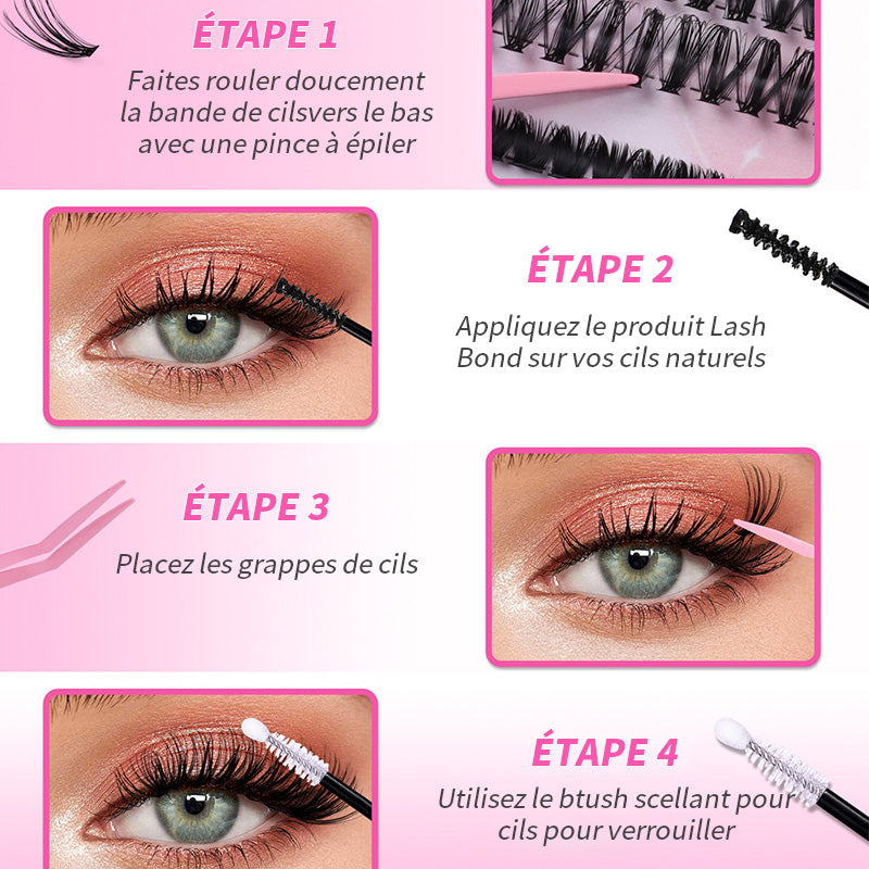 Ensemble d'extensions de faux cils naturels et duveteux