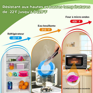 Couvercle extensible en silicone pour bac à légumes de cuisine