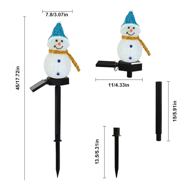 Lampe solaire imperméable pour bonhomme de neige