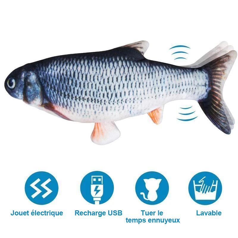 Jouet de poisson pour animaux de compagnie de charge USB de simulation en peluche