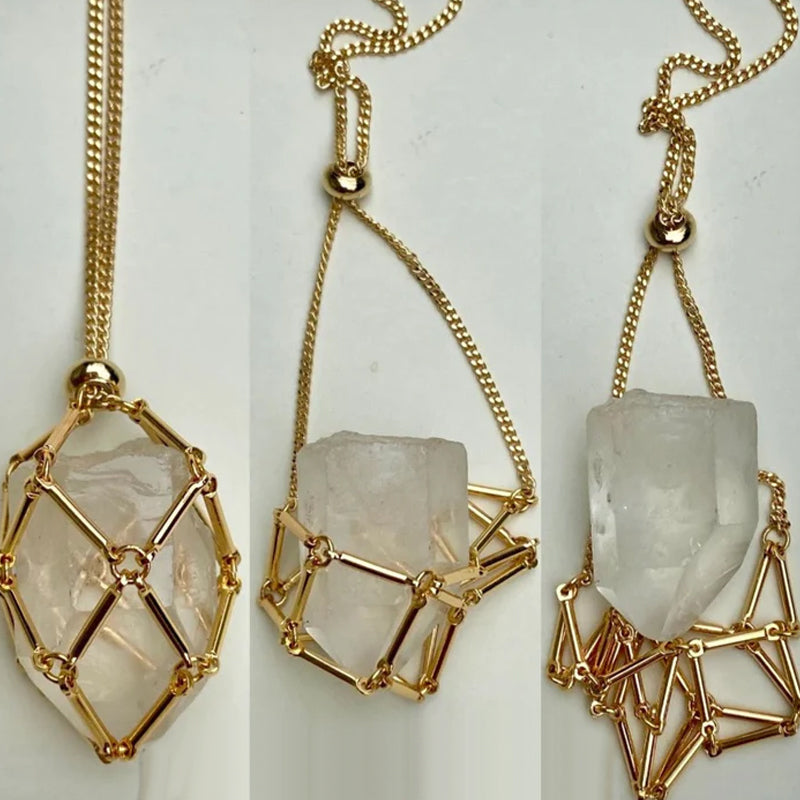 Beau collier en pierre de cristal