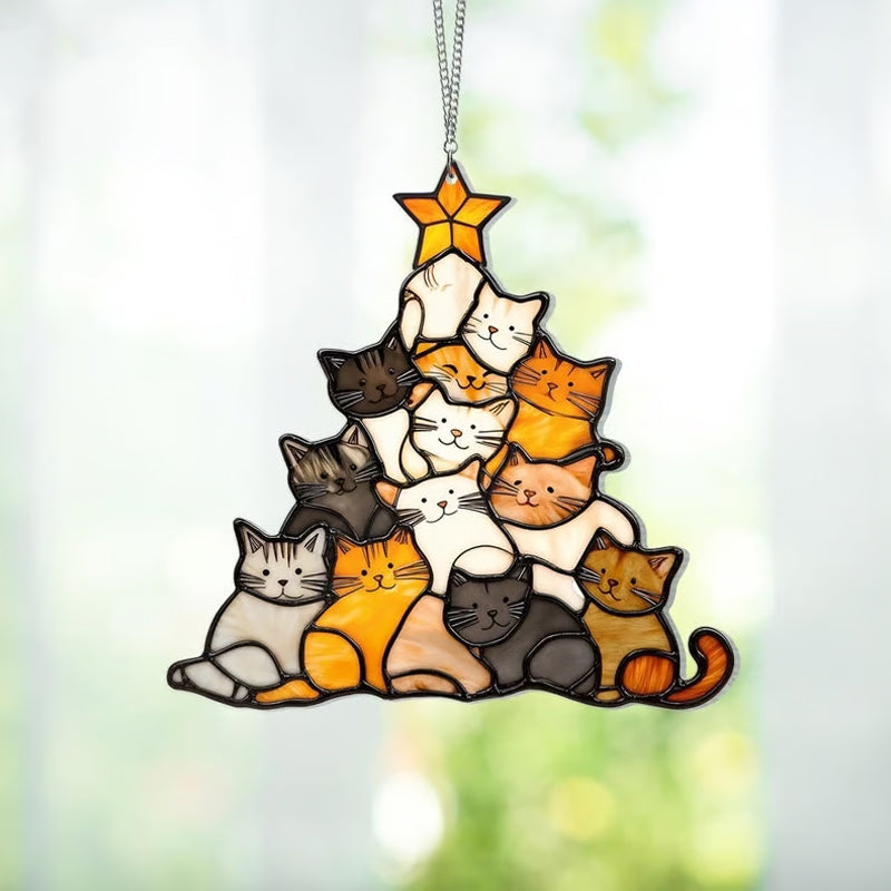 Ornement Capteur de Lumière en Forme de Chat pour Arbre de Noël