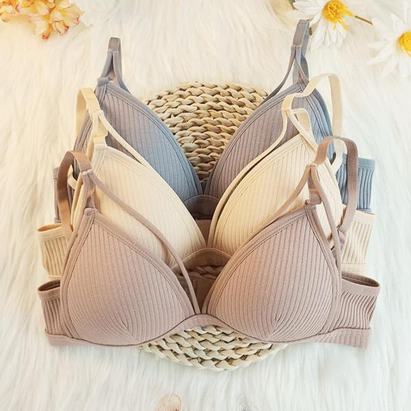 Soutien-gorge sans fil à découpes unies pour femmes