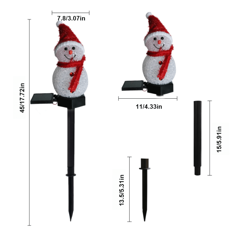 Lampe solaire imperméable pour bonhomme de neige