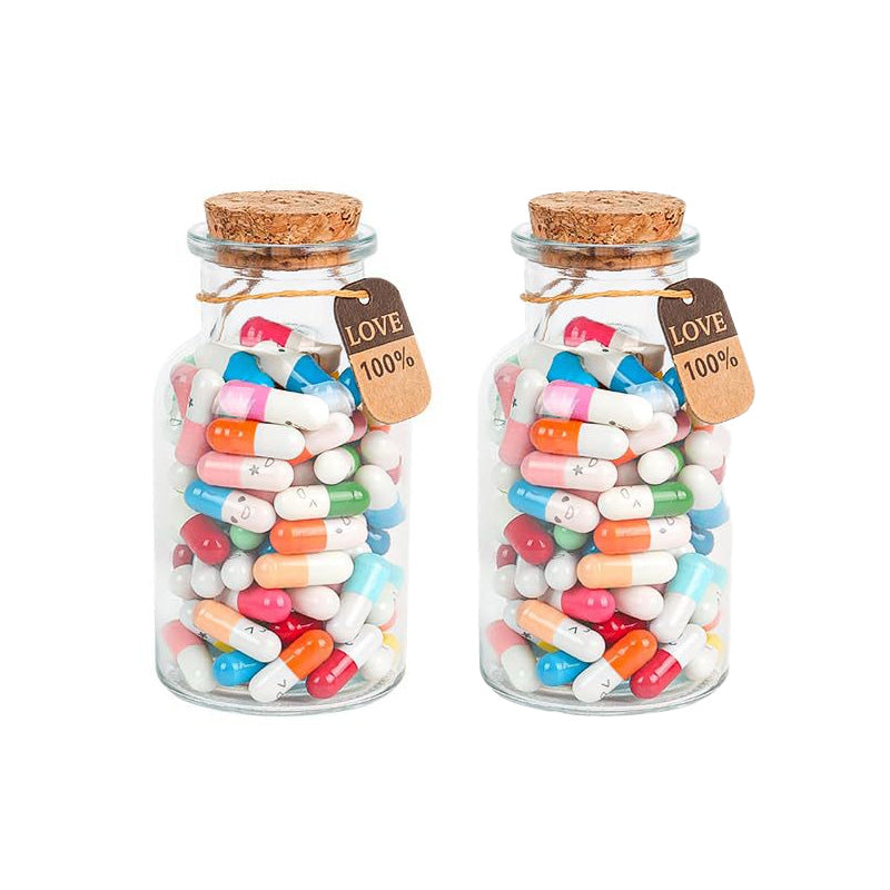 Lettres en capsules avec message dans la bouteille (couleurs mélangées 🎁)