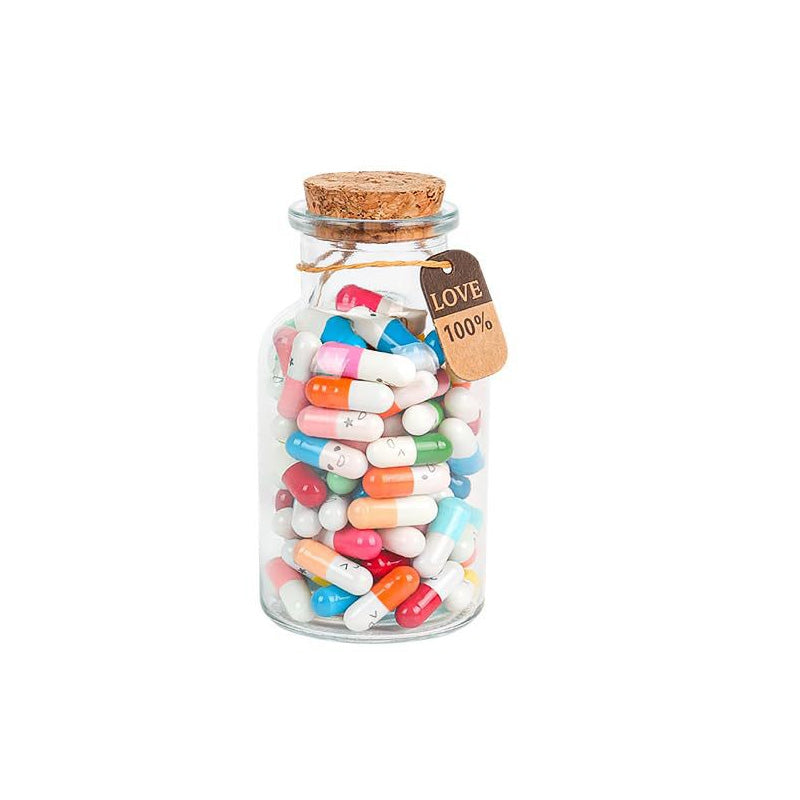 Lettres en capsules avec message dans la bouteille (couleurs mélangées 🎁)