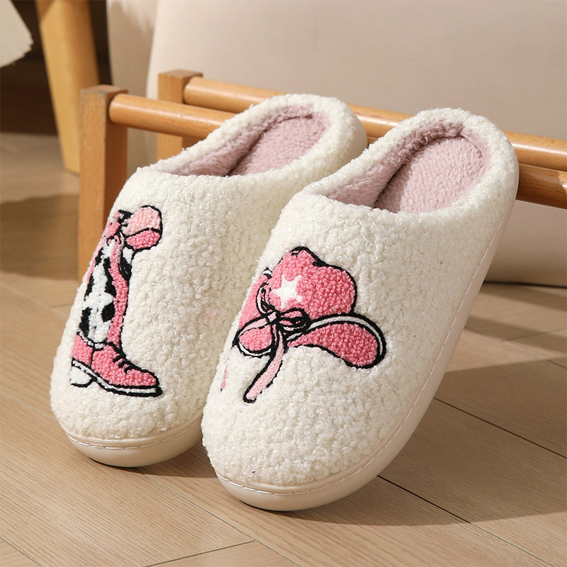 Chaussons en Peluche avec Imprimé de Dessin Animé