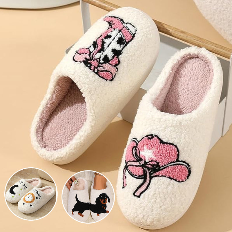 Chaussons en Peluche avec Imprimé de Dessin Animé