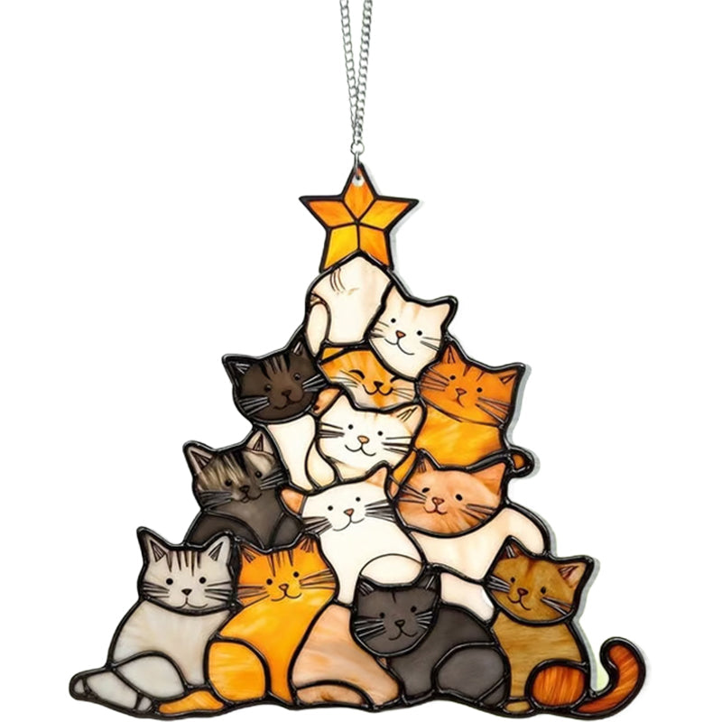 Ornement Capteur de Lumière en Forme de Chat pour Arbre de Noël