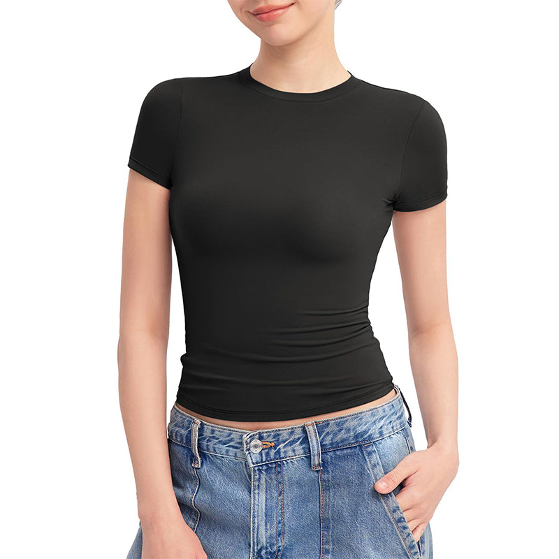 T-shirt slim femme manches courtes