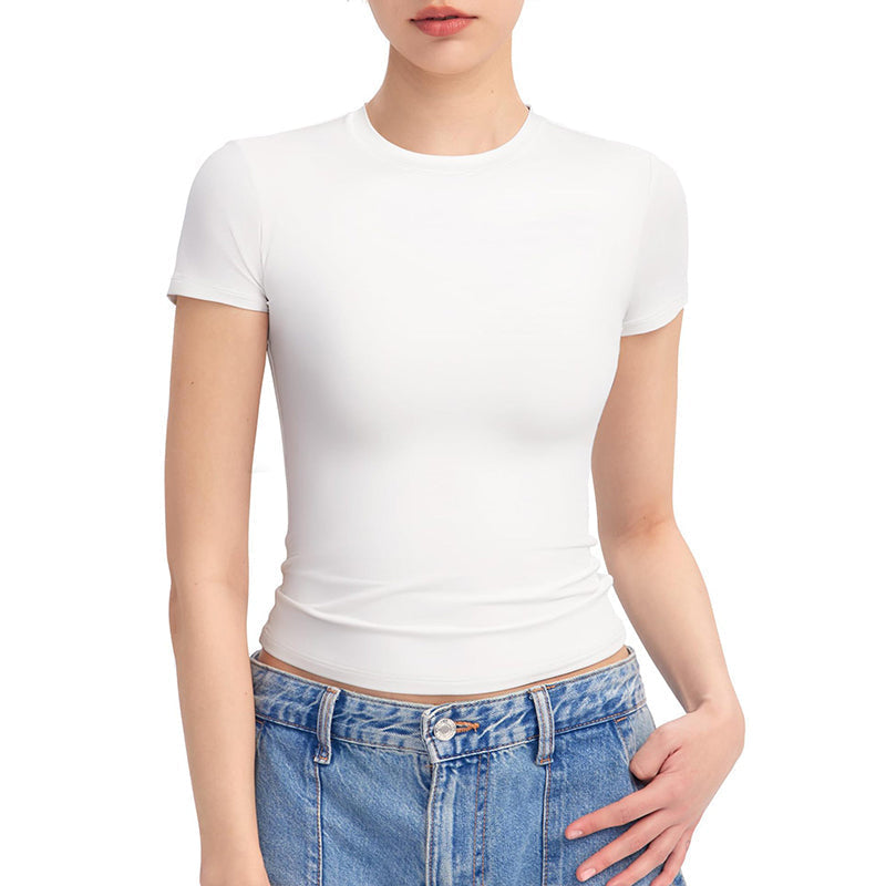 T-shirt slim femme manches courtes