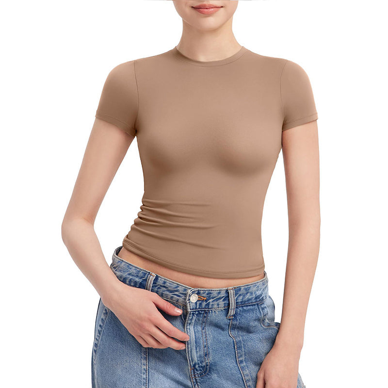 T-shirt slim femme manches courtes