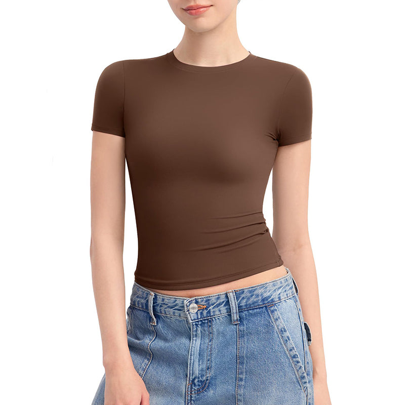 T-shirt slim femme manches courtes