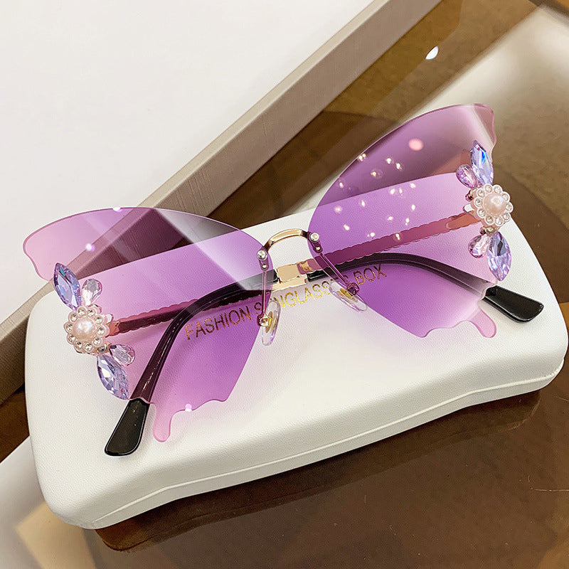 Chic Lunettes de soleil papillon diamant