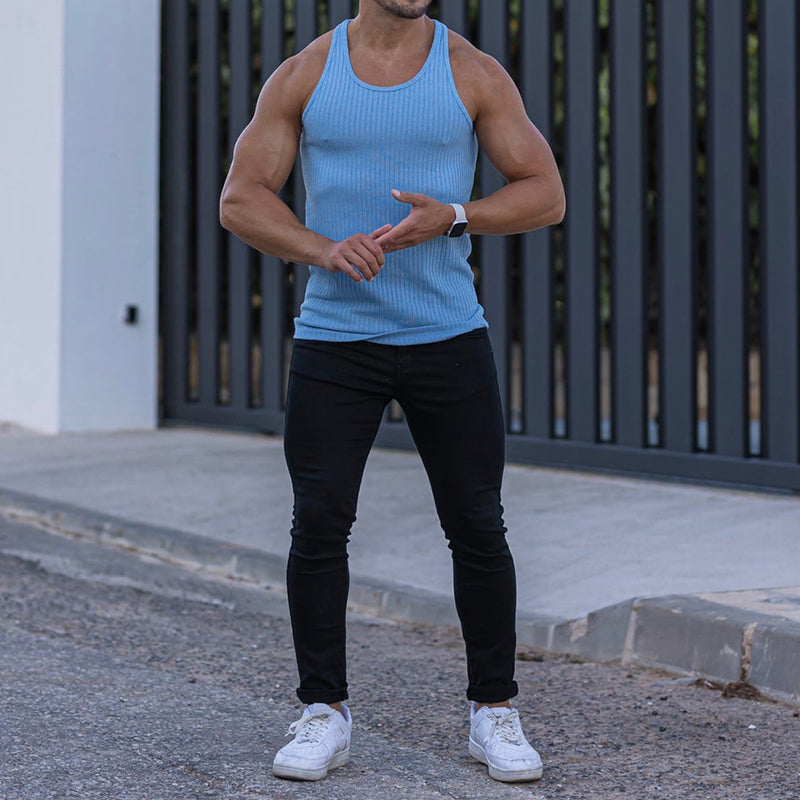 Gilet de sport à rayures de couleur unie pour hommes