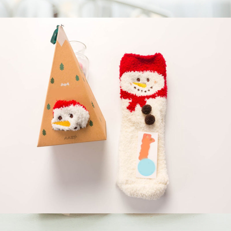 Coffret cadeau de Noël - Chaussettes en peluche mignonnes