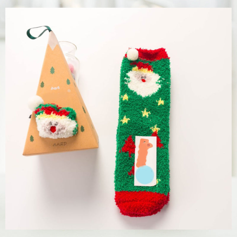 Coffret cadeau de Noël - Chaussettes en peluche mignonnes