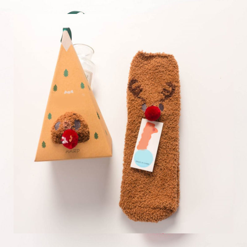 Coffret cadeau de Noël - Chaussettes en peluche mignonnes