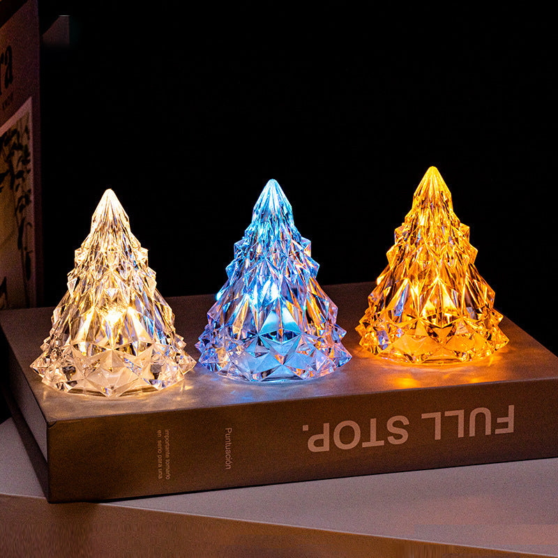 Mini veilleuse de sapin de Noël en cristal à LED