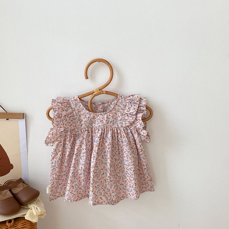 Robe fleurie à col rond pour fille