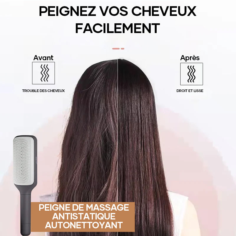 Peigne de massage auto-nettoyant anti-statique