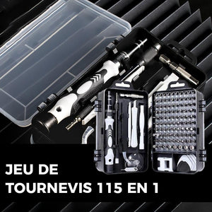 Jeu de tournevis multifonction extra dur 115 en 1